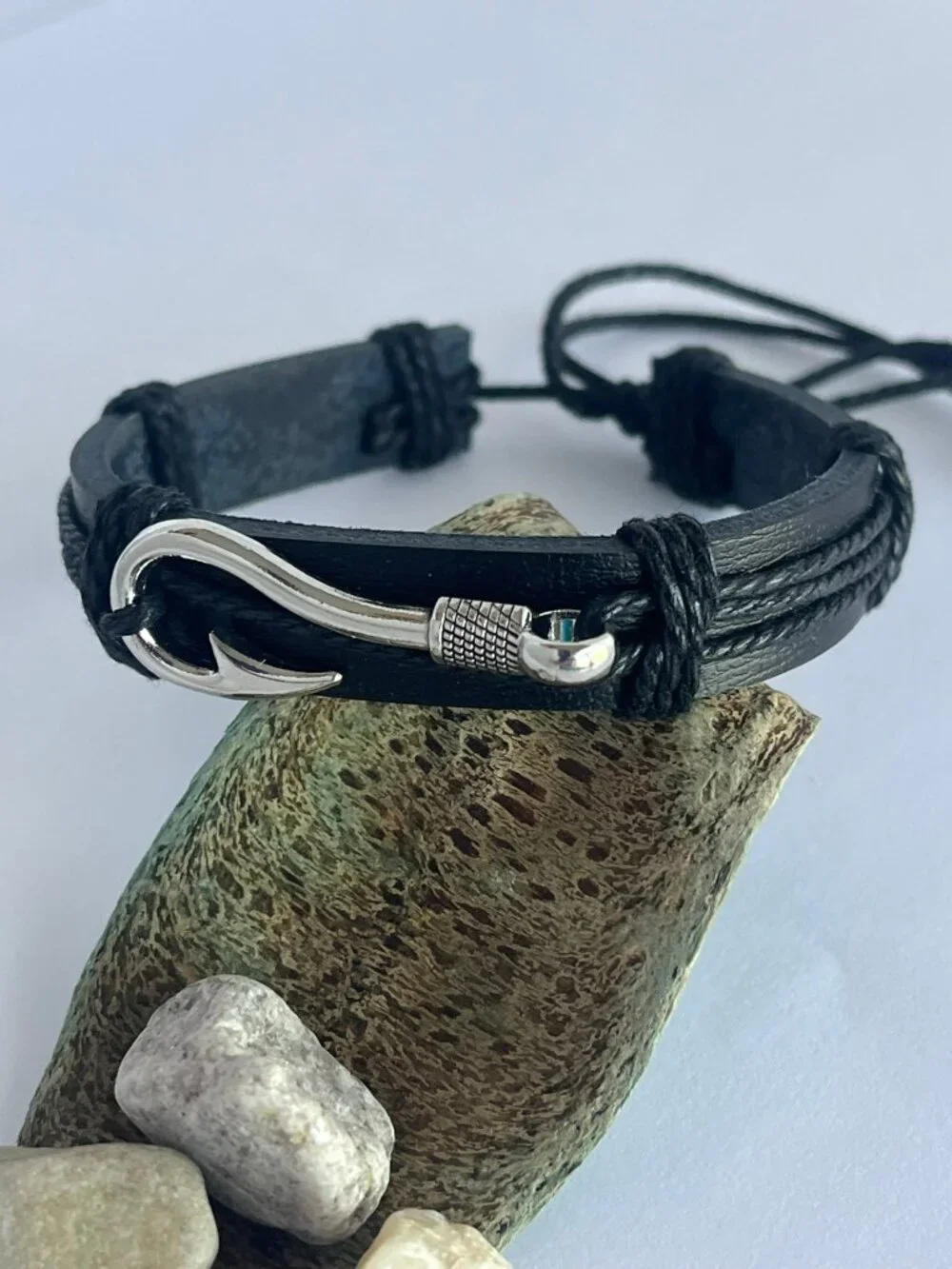 Fishing HOOK Men and Woman Leather Handmade Bracelet-  —>BROWN<~~LEATHER BRACELE